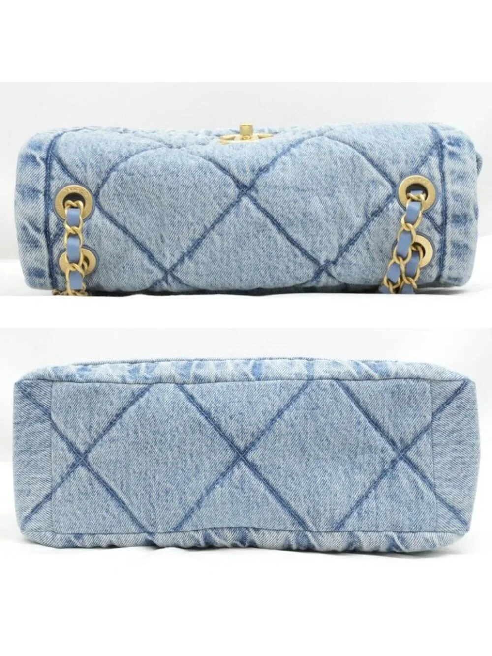 Chanel Bag Chain Shoulder Maxi Washed Denim As5734 Random Leather